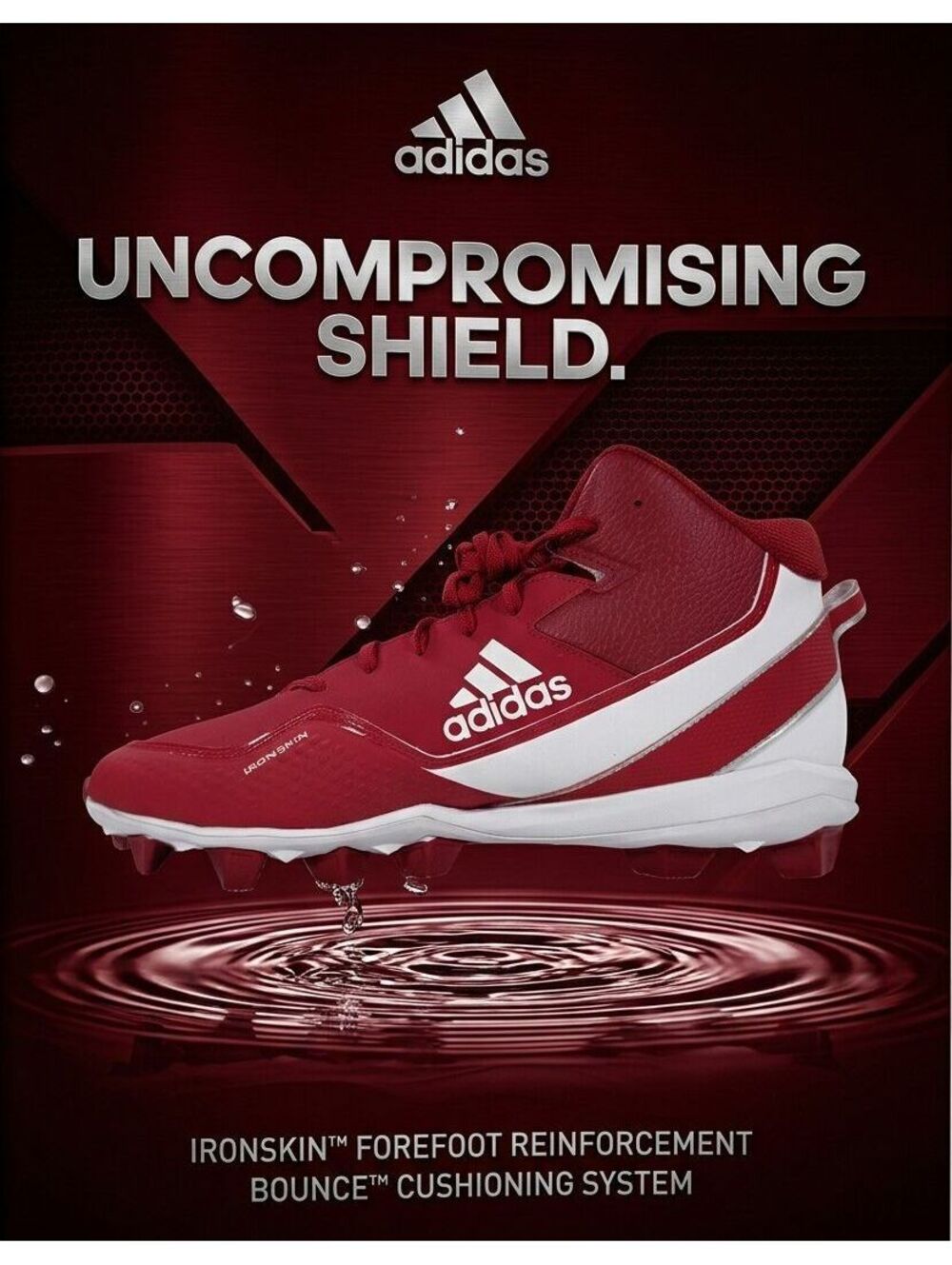 NWT adidas Icon 7 Mid MD Baseball Cleats Men's 12.5 Red White S23921 Molded